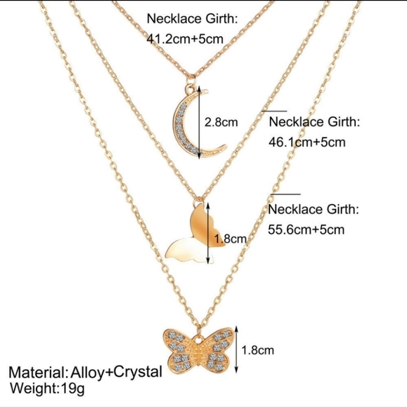 butterfly moon layered necklace - Picture 6 of 6